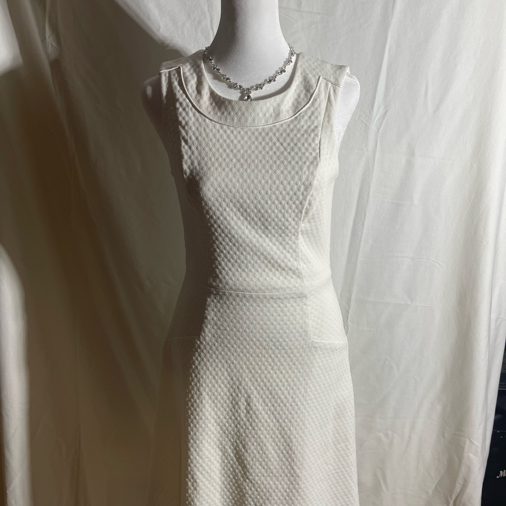 White House Black Market Textured White Midi Dress